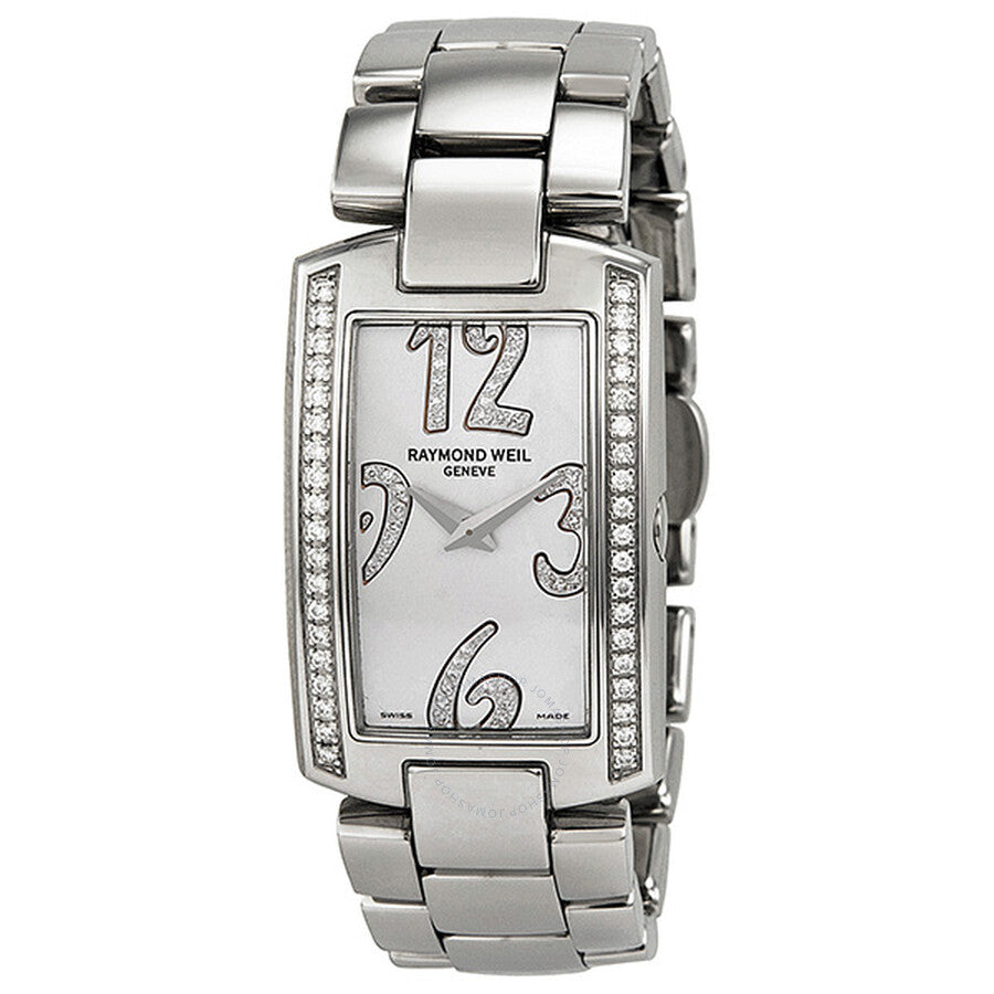 RAYMOND WEIL Shine Diamond Mother of Pearl Dial Steel with Light Brown Strap Ladies Watch - 1800ST105383LBWOB