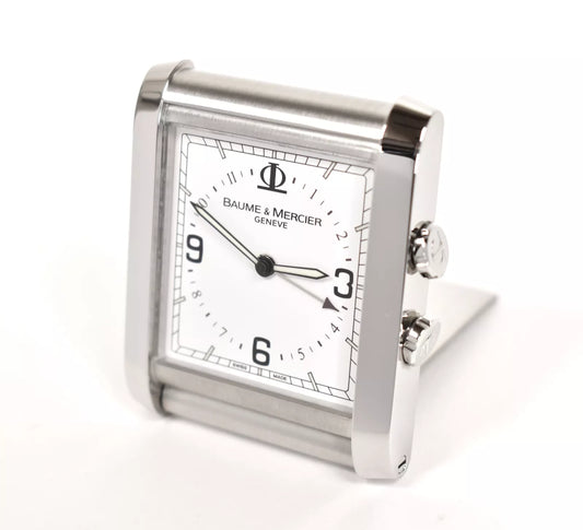 Baume & Mercier Stainless Steel Desk Clock / Alarm Clock - 65610