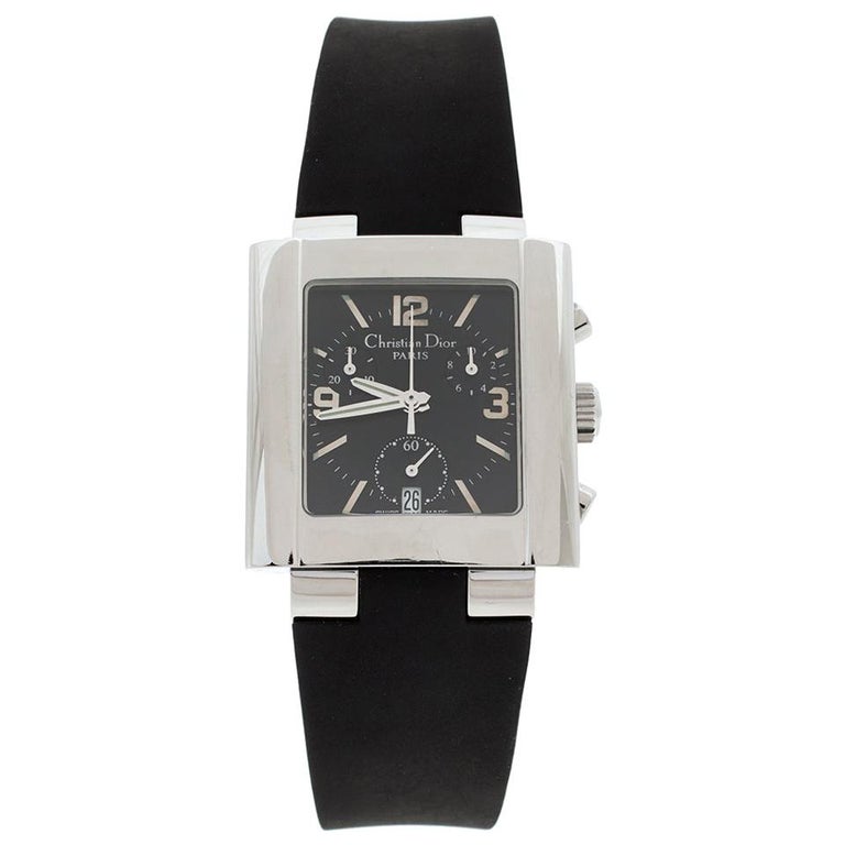 Christian Dior Black Stainless Steel Rubber Riva D81-100 Women's Wristwatch 31 mm
