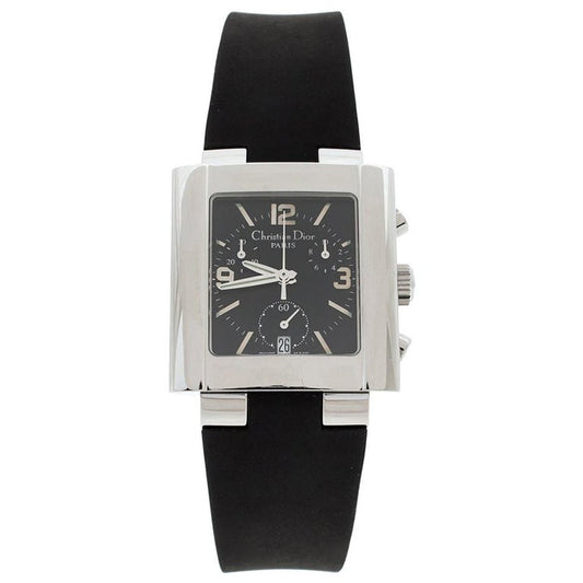 Christian Dior Black Stainless Steel Rubber Riva D81-100 Women's Wristwatch 31 mm