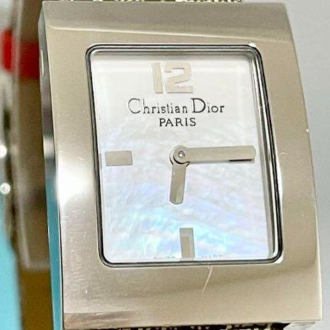 CHRISTIAN DIOR SILVER STAINLESS STEEL LEATHER MALICE WOMEN'S WRISTWATCH D78-109