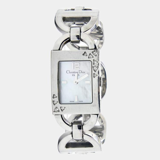 Christian Dior Mallis D78-1091 Diamond Mother of Pearl Stainless Steel Women's Watch 19mm