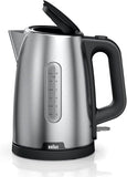 Braun PurShine Water Kettle, 2200 Watts, 1.7L Capacity, Stainless Steel/Black – WK 1500