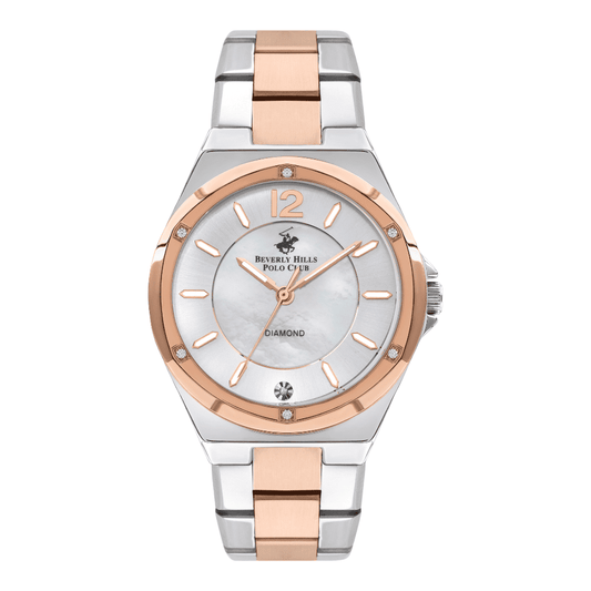 BEVERLY HILLS POLO CLUB Women’s Analog White Mop Dial Watch – BP3351X.520