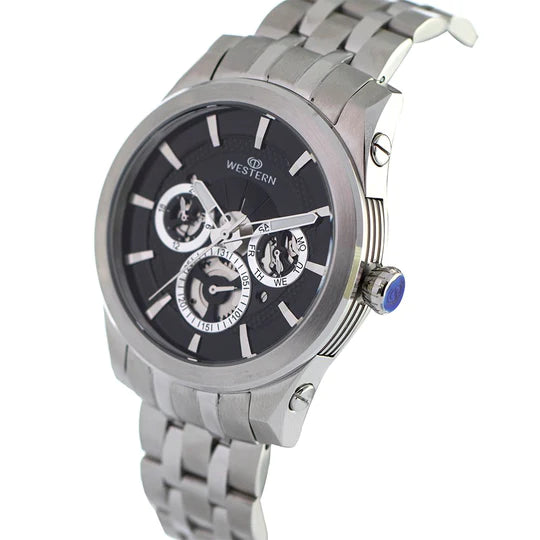 WESTERN W1829GST010C – Men’s Elegant Silver Watch with White Dial