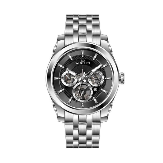 WESTERN W1829GST010C – Men’s Elegant Silver Watch with White Dial