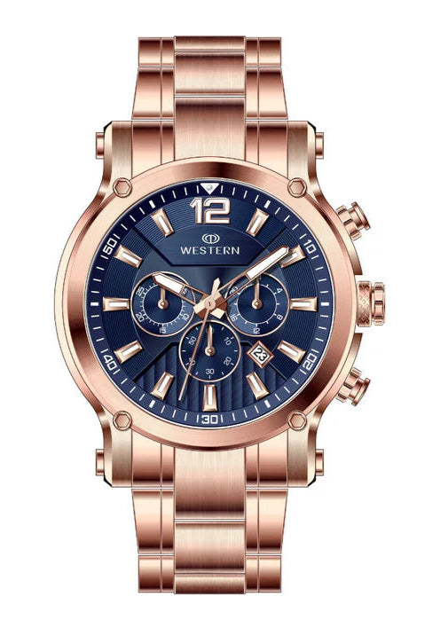 WESTERN W8837GPP070D – Chronograph Men’s Rose Gold Watch with Black Dial