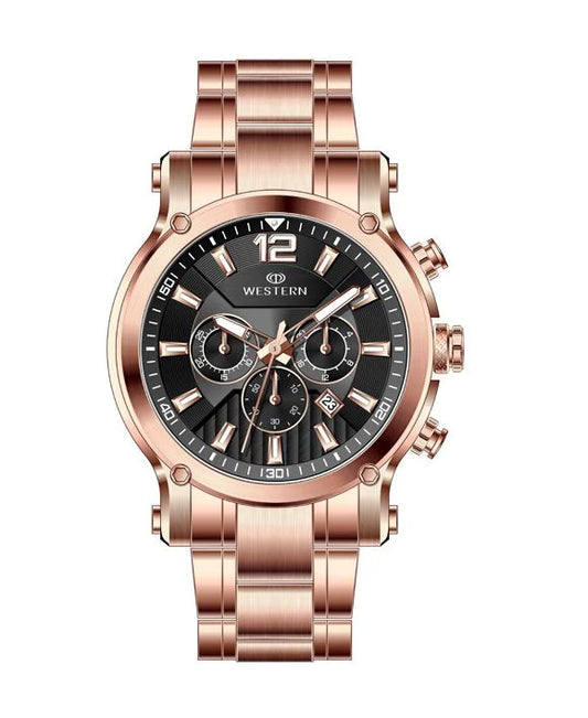 WESTERN W8837GPP070C – Chronograph Men’s Watch in Rose Gold with Black Dial