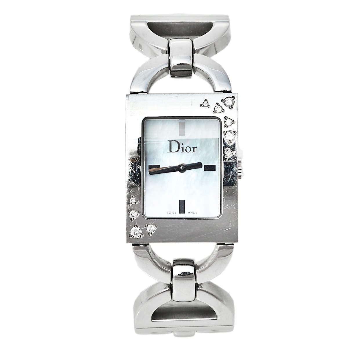 Christian Dior Mallis D78-1091 Diamond Mother of Pearl Stainless Steel Women's Watch 19mm
