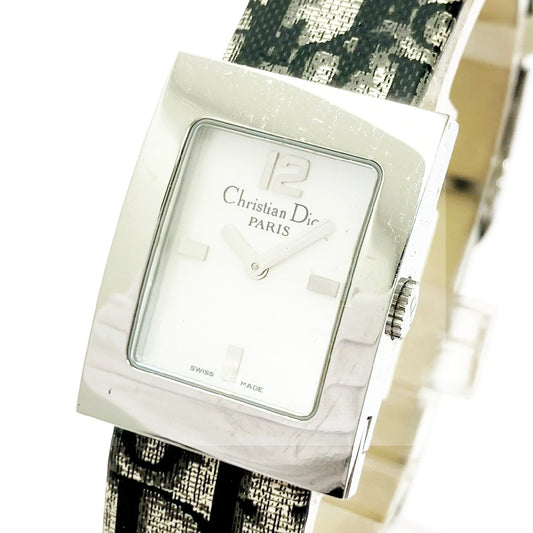 CHRISTIAN DIOR SILVER STAINLESS STEEL LEATHER MALICE WOMEN'S WRISTWATCH D78-109