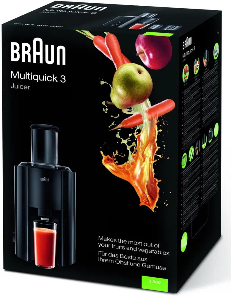 Braun Multi Speed Fruit & vegetables Juicer, 1.25 liter, 800 watt, Black, J300