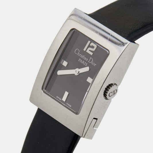 Christian Dior Black Stainless Steel Leather Malice D78-109 Women's Wristwatch 19 mm