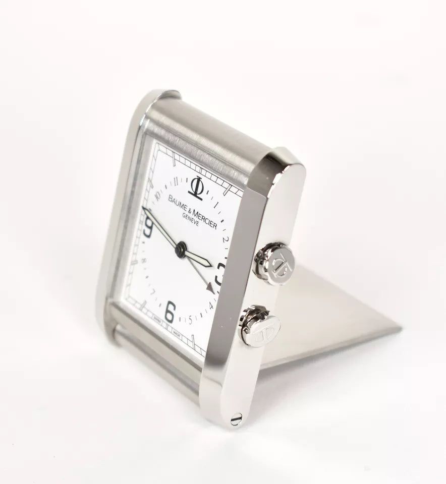 Baume & Mercier Stainless Steel Desk Clock / Alarm Clock - 65610